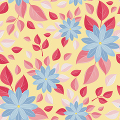 Seamless wall-paper, decorative flowers, yellow background