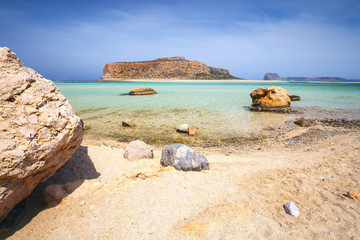 View of the beautiful beach in  Balos Lagoon, Crete