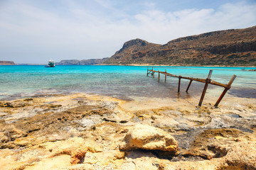View of the beautiful beach in  Balos Lagoon, Crete