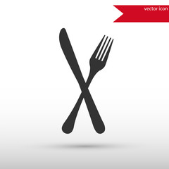Fork and knife black icon vector.