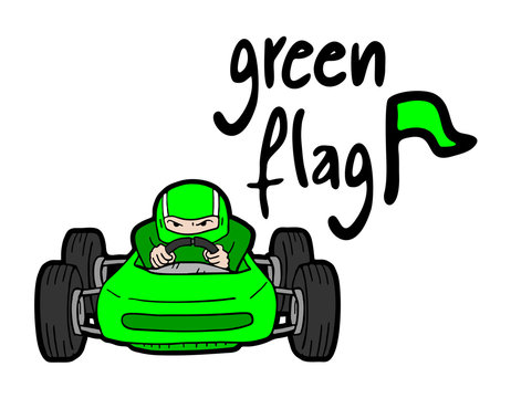 green racing car