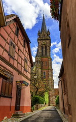 Church Saint-Etienne in Dambach-la-ville, Alsace, France