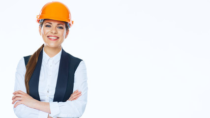 Smiling Business woman engineer isolated portrait