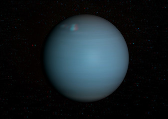 Obraz na płótnie Canvas 3D anaglyph image of Uranus with stars in the background. Includes NASA data. View with red/cyan glasses.