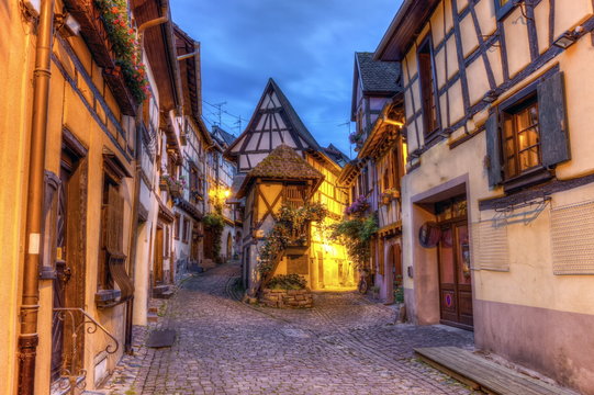 Rempart-sud street in Eguisheim, Alsace, France