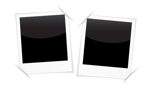 Retro 2 photo frames isolated on white