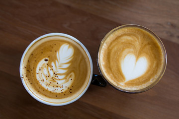 Cappuccio and latte art coffee