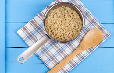 Oatmeal porridge on table