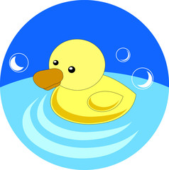 Yellow rubber duck in bath vector illustration in flat style