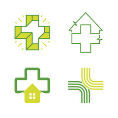 Abstract vector cross logos collection. Unusual isolated logo set.