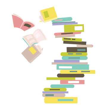 Falling stack of books