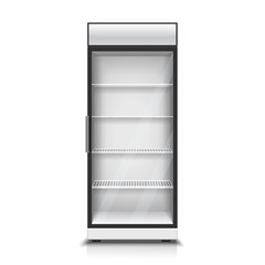 Modern vertical refrigerator for isolated vector