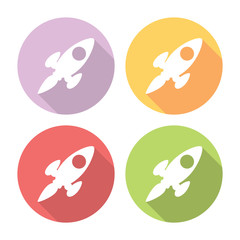 Space Rocket Flat Icons Set