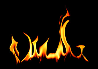 Bright flames over dark background