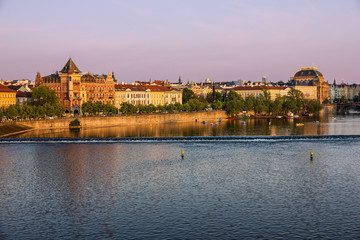 Prague architecture, river view, Czech Republic