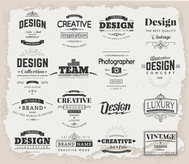 Retro Creative Vintage labels template and Logo set. Vector design elements business signs, branding, badges, objects, identity, labels.