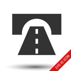 Road icon. Road sign. Simple flat logo of road on white background. Vector illustration.