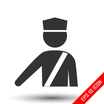 Policeman icon. Officer sign. Simple flat logo of policeman on white background. Vector illustration.
