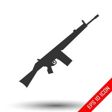 Rifle icon. Rifle gun sign. Simple flat logo of rifle on white background. Vector illustration.