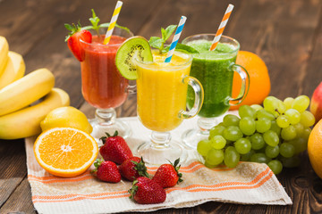 Fresh smoothies in glass