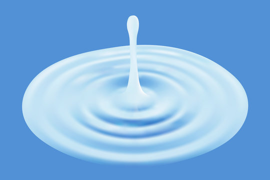 Water drop in sunlight isolated. 3d illustration. vector. splash. ripple. dip
