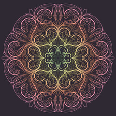 Vector Beautiful Deco Black Mandala, Patterned Design Element, Ethnic Amulet, round floral motif pattern