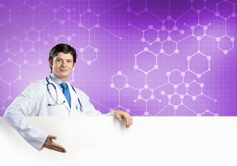 Doctor with banner