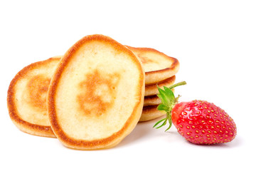 pancakes with strawberry isolated on white background