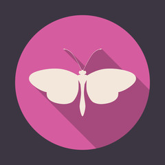 Butterfly symbol on round icon 
