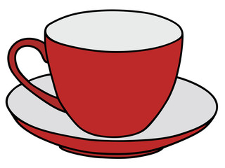 Red and white cup / Hand drawing, vector illustration
