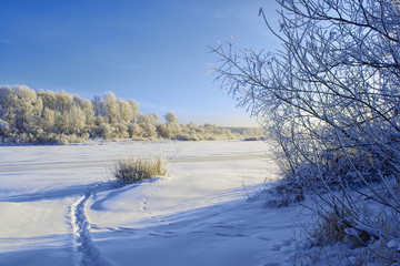 winter landscape with frozen river