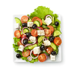 Top view of greek salad