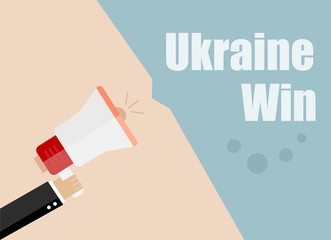 ukraine win. Flat design vector business illustration concept Digital marketing business man holding megaphone for website and promotion banners.