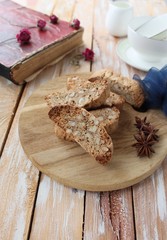 Italian biscotti cookies with a cup of tea