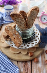 Italian biscotti cookies with a cup of tea