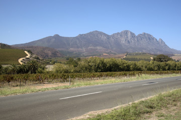 STELLENBOSCH WESTERN CAPE SOUTHERN AFRICA - APRIL 2016 -Highway along the Stellenbosch wine route in the Western Cape South Africa