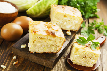 Pie with cabbage and eggs