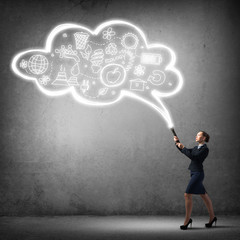 Woman throwing light on her ideas