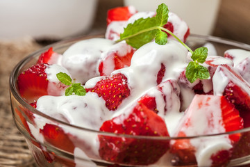 Strawberries with cream.