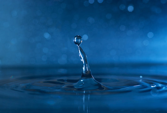 Close up of water drop with bokeh