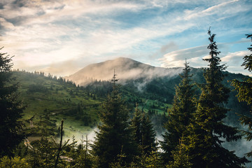 Mountain Peak in Fog