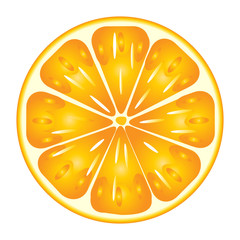 Orange in a cut on a white background
