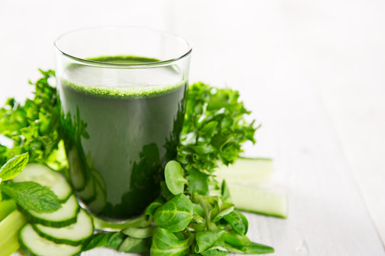 Healthy green vegetable smoothie
