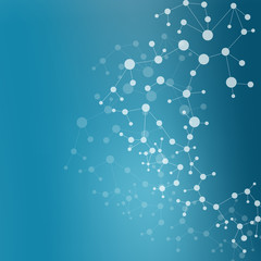 Structure molecule and communication Dna, atom, neurons. Science concept for your design. Connected lines with dots. Medical, technology, chemistry, science background. Vector illustration.