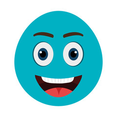 blue cartoon face smiling,vector graphic