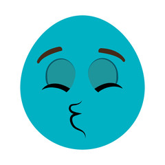 blue cartoon face with mouth wink,vector graphic
