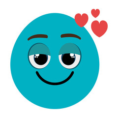 blue cartoon face with heart icon,vector graphic