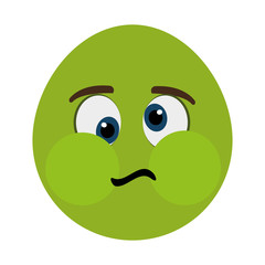 green cartoon face with sick expression,vector graphic