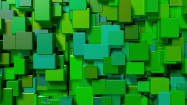 Cubic 007: Green 3D cubes pulse and shift (Video Loop).