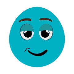 Fototapeta premium blue cartoon face with chill expression,vector graphic